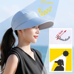 Casual Outdoor Wide Brim Women Summer Sun Hat Detachable UV Protection Empty Top Ponytail Cap Adjustable Foldable Beach Cap