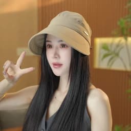 Casual Outdoor Wide Brim Women Summer Sun Hat Detachable UV Protection Empty Top Ponytail Cap Adjustable Foldable Beach Cap