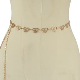 Love Butterfly Belt Rhinestone-Metal Gold Silver Carving Chunky Waist Chain Accessories for Women