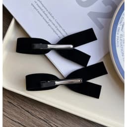 Korean small ribbon bow side clip black velvet hair clip duckbill clip French minimalist temperament bangs clip