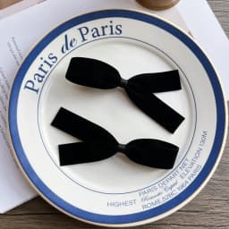 Korean small ribbon bow side clip black velvet hair clip duckbill clip French minimalist temperament bangs clip