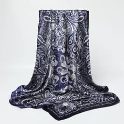 Classic Paisley Print Square Scarf Soft Satin Bandana Vintage Windproof Head Wrap Casual Shawl Imitation Silk Travel Beach Towel