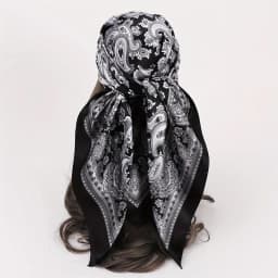 Classic Paisley Print Square Scarf Soft Satin Bandana Vintage Windproof Head Wrap Casual Shawl Imitation Silk Travel Beach Towel