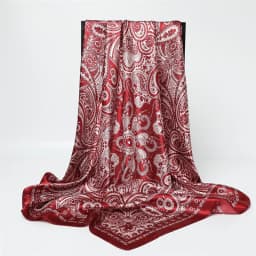 Classic Paisley Print Square Scarf Soft Satin Bandana Vintage Windproof Head Wrap Casual Shawl Imitation Silk Travel Beach Towel