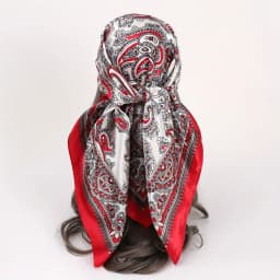 Classic Paisley Print Square Scarf Soft Satin Bandana Vintage Windproof Head Wrap Casual Shawl Imitation Silk Travel Beach Towel