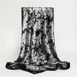 Classic Paisley Print Square Scarf Soft Satin Bandana Vintage Windproof Head Wrap Casual Shawl Imitation Silk Travel Beach Towel