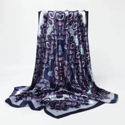 Classic Paisley Print Square Scarf Soft Satin Bandana Vintage Windproof Head Wrap Casual Shawl Imitation Silk Travel Beach Towel