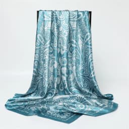 Classic Paisley Print Square Scarf Soft Satin Bandana Vintage Windproof Head Wrap Casual Shawl Imitation Silk Travel Beach Towel