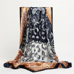 Classic Paisley Print Square Scarf Soft Satin Bandana Vintage Windproof Head Wrap Casual Shawl Imitation Silk Travel Beach Towel