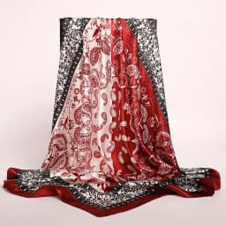 Classic Paisley Print Square Scarf Soft Satin Bandana Vintage Windproof Head Wrap Casual Shawl Imitation Silk Travel Beach Towel