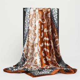 Classic Paisley Print Square Scarf Soft Satin Bandana Vintage Windproof Head Wrap Casual Shawl Imitation Silk Travel Beach Towel