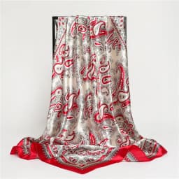 Classic Paisley Print Square Scarf Soft Satin Bandana Vintage Windproof Head Wrap Casual Shawl Imitation Silk Travel Beach Towel