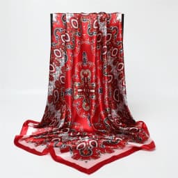 Classic Paisley Print Square Scarf Soft Satin Bandana Vintage Windproof Head Wrap Casual Shawl Imitation Silk Travel Beach Towel