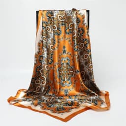 Classic Paisley Print Square Scarf Soft Satin Bandana Vintage Windproof Head Wrap Casual Shawl Imitation Silk Travel Beach Towel