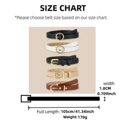 5pcs PU Leather Belts For Women Skinny Waist Belts With Metal Buckle Solid Color Simple Pin Buckle Thin Belt For Jeans Dresses