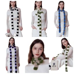 Striped Plush Scarf Women's Niche Design Sense Spice Girl Versatile Decoration Korean Version Thin and Narrow Long Scarf