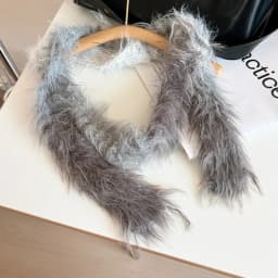Striped Plush Scarf Women's Niche Design Sense Spice Girl Versatile Decoration Korean Version Thin and Narrow Long Scarf