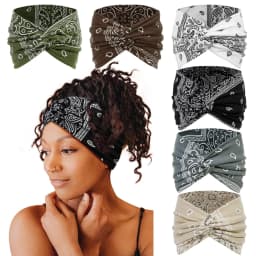 Boho Wide Knotted Headband Soft Elastic Printed Turban Hairband For Women Girls Sport Yoga Workout Summer Beach Headwear