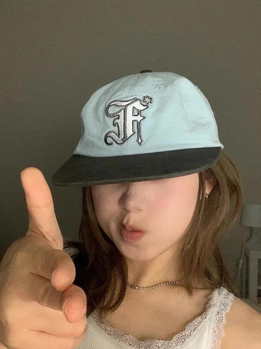 Jennie Embroidered Letter Low-profile Baseball Cap Women's Spring Summer Large Head Size Face Slimming Flat-brim Cap