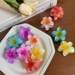 6Pcs Gradient Hair Clips New Flower Hair Claws Small Size Fashion Headwear Hairpin Crab Barrette Hair Accessories for Women