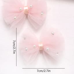2Pcs Puffy Netting Hair Clips Bubble Cute Sweet Pink Pearl Bow Barrettes For Baby Girl Children School Play Headwear Accessories