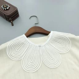 Elegant Pearl Button Detachable Fake Collar Solid Color Breathable False Collar Shawl Shoulder Wraps Lace Detachable Collar