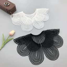 Elegant Pearl Button Detachable Fake Collar Solid Color Breathable False Collar Shawl Shoulder Wraps Lace Detachable Collar
