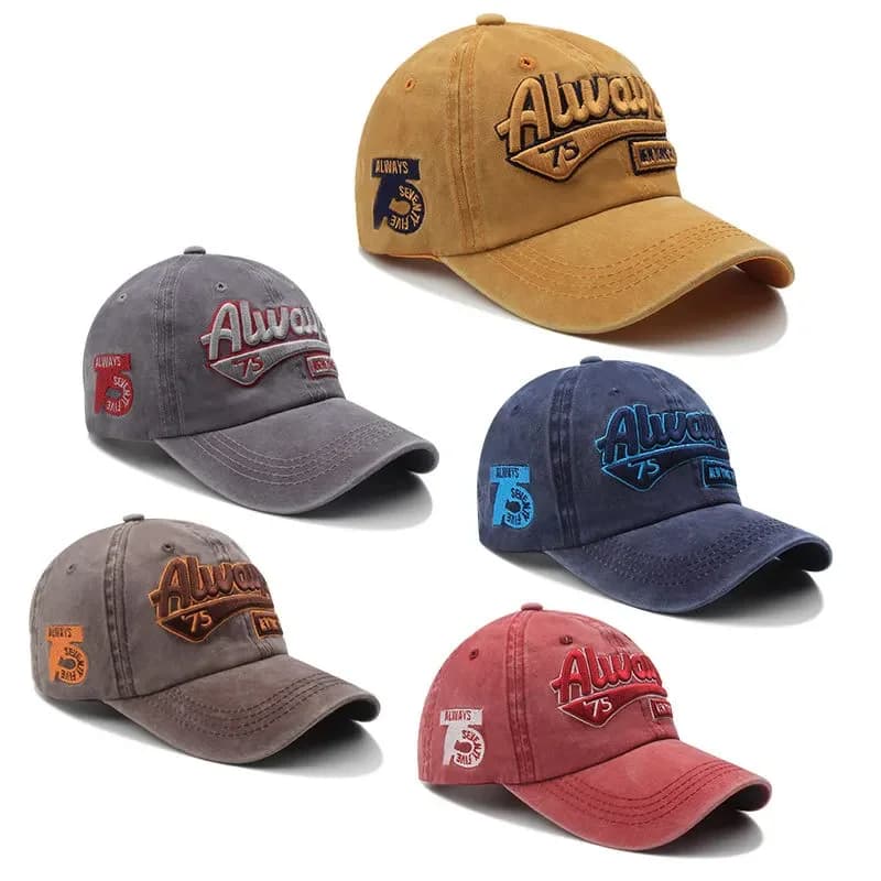 2025 Spring/Summer Unisex Cotton Baseball Cap Vintage Washed with Alphabet ALWAYS Embroidery - Hip-Hop Inspired Snapback Design