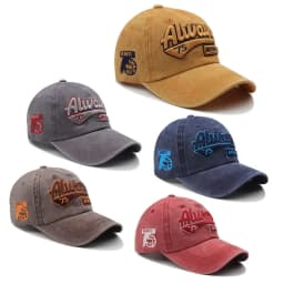 2025 Spring/Summer Unisex Cotton Baseball Cap Vintage Washed with Alphabet ALWAYS Embroidery - Hip-Hop Inspired Snapback Design