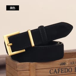 Womens Double Genuine Leather Belt Fashionable Cowhide Suede Belts with Square Alloy Buckle for Dresses Jeans Casual Wear