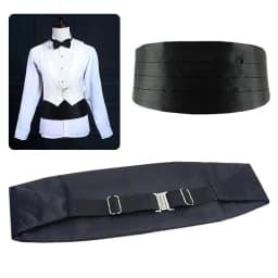 Fashion Wide Silk Satin Tuxedo Cummerbund Elastic Gentleman Pocket Square Belly Band Business Neck Tie Set Compere