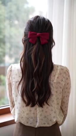 New Fashion Elegant Black Red Barrettes Bow Hair Clip Temperament Hair Bow Ribbon Ponytail Clip For Women Top Hair Accessories