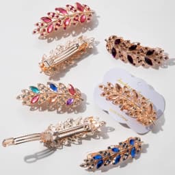 Sparkly Rhinestone Leaf Shaped Barrettes Hairpin Non-Slip Crystal Spring Hair Clips For Women Girls Thin Thick Hair French Style