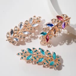 Sparkly Rhinestone Leaf Shaped Barrettes Hairpin Non-Slip Crystal Spring Hair Clips For Women Girls Thin Thick Hair French Style