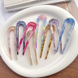 South Korea France Gold Label Blogger Same Small U-shaped Hairpin French Princess Head Maruko Head Flower Bud Hair Insertion