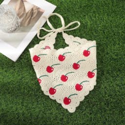 Y2K Cherry Print Lace Triangle Bandana, Vintage Hair Accessories for Women, Cute Holiday Head Wrap for Makeup & Daily Styling