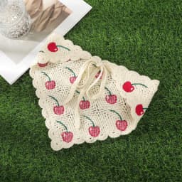 Y2K Cherry Print Lace Triangle Bandana, Vintage Hair Accessories for Women, Cute Holiday Head Wrap for Makeup & Daily Styling