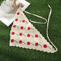 Y2K Cherry Print Lace Triangle Bandana, Vintage Hair Accessories for Women, Cute Holiday Head Wrap for Makeup & Daily Styling