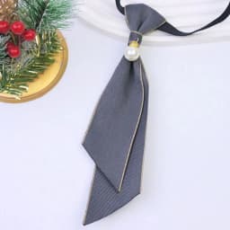 A Handmade Pearl-Embellished Lady's Elegant and Casual Bow Tie, a Neck Accessory Suitable for the Collars of Shirts and Suits, a