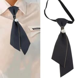 A Handmade Pearl-Embellished Lady's Elegant and Casual Bow Tie, a Neck Accessory Suitable for the Collars of Shirts and Suits, a