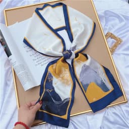 Luxury Design Print Hair Ribbon Scarf Women Neck Tie Bag Scarfs Satin Silk Skinny Headscarves Ladies Foulard Floral Bands
