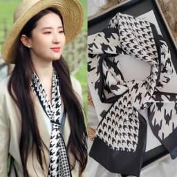 Luxury Design Print Hair Ribbon Scarf Women Neck Tie Bag Scarfs Satin Silk Skinny Headscarves Ladies Foulard Floral Bands