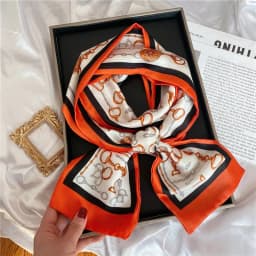 Luxury Design Print Hair Ribbon Scarf Women Neck Tie Bag Scarfs Satin Silk Skinny Headscarves Ladies Foulard Floral Bands