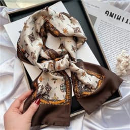 Luxury Design Print Hair Ribbon Scarf Women Neck Tie Bag Scarfs Satin Silk Skinny Headscarves Ladies Foulard Floral Bands