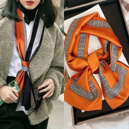 Luxury Design Print Hair Ribbon Scarf Women Neck Tie Bag Scarfs Satin Silk Skinny Headscarves Ladies Foulard Floral Bands