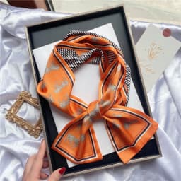 Luxury Design Print Hair Ribbon Scarf Women Neck Tie Bag Scarfs Satin Silk Skinny Headscarves Ladies Foulard Floral Bands