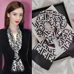 Luxury Design Print Hair Ribbon Scarf Women Neck Tie Bag Scarfs Satin Silk Skinny Headscarves Ladies Foulard Floral Bands