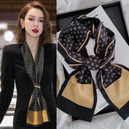Luxury Design Print Hair Ribbon Scarf Women Neck Tie Bag Scarfs Satin Silk Skinny Headscarves Ladies Foulard Floral Bands