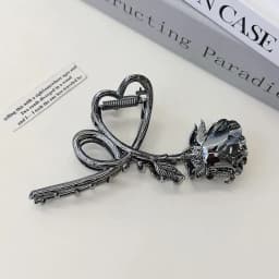 1pc Retro Metal Rose Hair Claw French Chic Updo Clip Back of Head Claw Shark Clip Hair Accessories