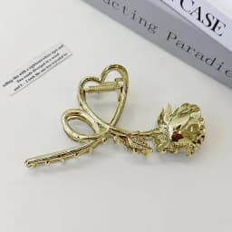 1pc Retro Metal Rose Hair Claw French Chic Updo Clip Back of Head Claw Shark Clip Hair Accessories
